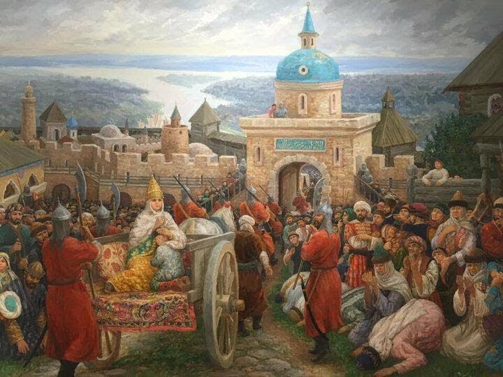 Süyün Bike’nin Kazan'dan sürgün edilişi. (Çizer: Firinat Halikov)